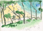 Cala Santanyi, Mallorca, 21X30cm, Aquarell, Tintenroller auf Papier