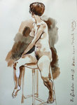 Sitzende Akt,  38X55cm,  Tusche auf Papier