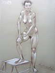 Stehende Akt, 48X63cm, Zeichenkreide auf Ingres Büttenpapier