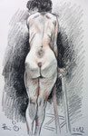 Stehende Akt,  32X50cm, Zeichenstift auf Papier