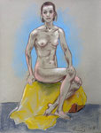 Sitzende Akt,  48X63cm,  Zeichenkreide, Pastell auf Ingres Büttenpapier