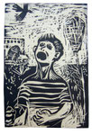 Der Taubstumme, 16X20cm, Linoschnitt, 1984
