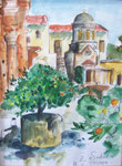 Moni Triada, Kreta, 30X40cm, Aquarell, Bleistift auf Papier