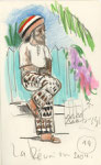 Rastaman auf La Réunion, 13X20cm, Bleistift, Buntstift auf  Papier