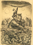 Nazarqeqia und der Riese, 25X40cm, Lithographie, 1988