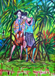 Französinnen auf  La Réunion, 20X30cm, Artist Pen, Buntstift auf  Papier
