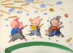 Illustration für das Buch " Die drei kleine Schweinchen"
