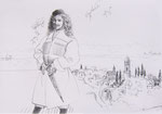 Rembrandt in Telavi,  42X60cm,  Chinatusche auf Papier, 1993