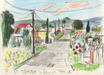 Strasse in Le Tampon, La Réunion, 16X20cm, Artist Pen, Buntstift auf  Papier