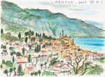 Menton, Côte d´Ázur, Frankreich, 21X28cm, Artist Pen, Buntstift auf  Papier