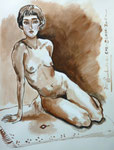 Sitzende Akt,  38X55cm, Tusche auf Papier