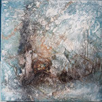 GOING IN CIRCLES, 60x60x3,5 cm, auf Holz, 2020 (Thema: mi camino)