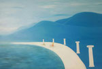 Rêve de mer, d'océan, d'autres lieux, vers la plage (Acrylique sur toile- 118X88°