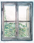 Fenster Chiangrai , Aquarell, 18 x 16 cm