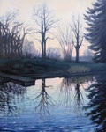 Sonnenuntergang im Winter, Öl, Arcyl, Eitempera a.Lw, 100 x 80 cm