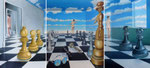 Schach, 3 teilig, 140 x 260 cm