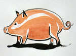 Schwein2, Aquarell, 13 x 15 cm