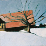 Bauernhaus im Winter 1987, Öl auf Leinwand, 60x60cm