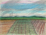 Französische Landschaft 1986, Ölpastell auf Papier, 15x20cm