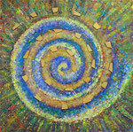 566 PB Spirale grün-blau, Acryl auf HF, 2020, 50 x 50 cm, 250 € zzgl. Versand