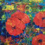 665 Mohn im Quadrat, Acryl auf Leinwand, 2024, 30 x 30 cm, verkauft