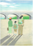 多摩川へピクニックの帰り