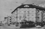 Ein Tramkurs der Linie 1 in der Entenweidstrasse (vor der Verlegung in die Gasstrasse) 1960