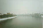Winter-Stimmungsbild von der Johanniterbrücke Richtung Mittlere Brücke, 1983