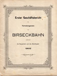 Erster Geschäftsbericht des Verwaltungsrates der BEB 1902