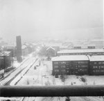 Blick vom 8.Stock des Hochhauses an der Blauenstrasse in Birsfelden am 25.Dezember 1960