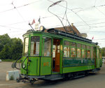Der Trammotorwagen Be 2/2 Nr.163 während einer abendlichen Kursfahrt, Juni 2014