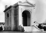 Das erste Krematorium der Schweiz im Horburg-Gottesacker, 1898 eröffnet und 1957 abgerissen. Foto ca.1910
