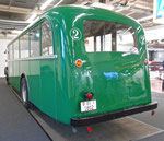 Hinteransicht des frisch renovierten Oldtimer-Busses der BVB an der MUBA 2016