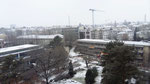 Blick Richtung Schanzenstrasse mit den alten Schwesternhäuser des ehemaligen Bürgerspitals im Vordergrund und hinten die alles überragende Antoniuskirche, Januar 2017