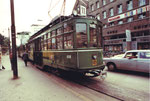 Der legendäre Trammotorwagen Be 4/4 Nr. 400 «Dante Schuggi» auf der Stammlinie 11 an der Endstation Aeschenplatz im täglichen Einsatz, 1972
