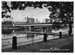 Ansichtskarte 6669 Basel. Dreirosenbrücke und Rheinhafen St.Johann (Rud.Suter Oberrieden ZCH)