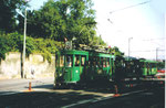 Ein Tramzug der Linie 2 die Wettsteinbrücke verlassend, 1994