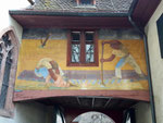 Nochmals das Wand-Gemälde von Niklaus Stöcklin am Eingang des Lohnhofs, Fasnacht März 2019