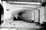 Die beliebten Arkaden in der Kongresshalle (Basler Halle 8) während des Abbruchs, 1982 (in diesen Arkaden waren während den Herbstmessen Schiessbuden unter gerbracht)