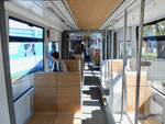 Ein Blick in den Innenraum des neuen Trammotorwagens Nr.6001, April 2017
