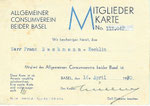Mitgliederkarte des ACV (Allgemeiner Consumverein beider Basel) vom 16.April 1930