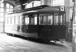 Der Trammotorwagen Be 4/4 Nr. 432 wurde in der BVB-Werkstätte neu revidiert und mit der schönen grünen Farbe lackiert,  1970
