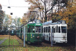 Die Trammotorwagen der Serie Be 4/4 zur Verschrottung bereit gestellt,  Abstellanlage Eglisee, Herbst 2000