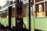 Zwei Trammotorwagen Be 2/2 Nr.156 und Nr.159 in der Abstellanlage in Kleinhüningen, 1972