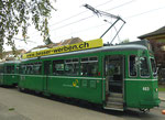 Linie 15 mit Trammotorwagen Be 4/4 Nr.463 an der Endhaltestelle Bruderholz, 2015