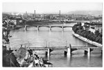 Ansichtskarte Basel. Blick auf drei Rheinbrücken (Photo u.Verlag Gebr.Frey Basel)