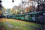 Verschiedene Trammotorwagen der Serie Be 4/4 auf dem Abstellgeleise Eglisee warten auf die Verschrottung, 2000