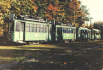 Verschiedene Trammotorwagen der Serie Be 2/2 in der grossen Abstellanlage Eglisee, 1972