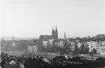 Blick von der Terrasse des  Warenhauses Rheinbrücke Richtung Grossbasel, 1970