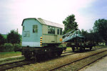 Der historische Eisenbahnkran der Kandertalbahn auf einem Abstellgeleise im Bahnhof Wollbach 1980 
